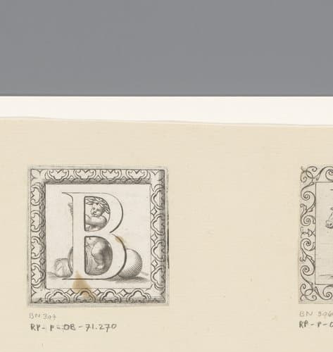 Letter B met jonge bacchant by Claude Mellan