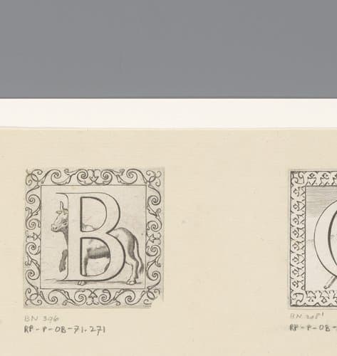 Letter B met stier by Claude Mellan