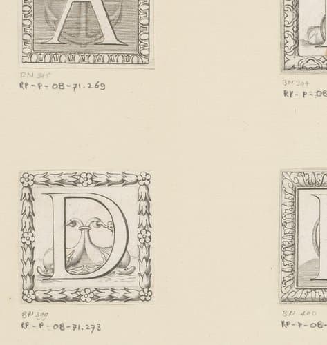 Letter D met twee dolfijnen by Claude Mellan