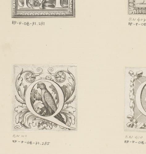 Letter Q met parkiet by Claude Mellan