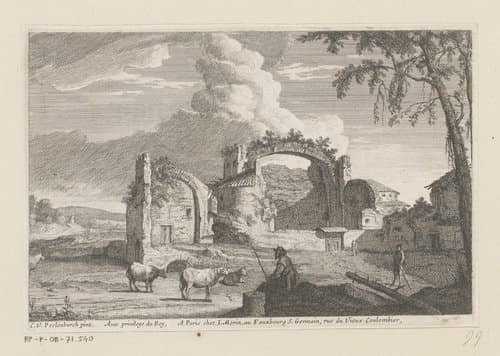 Italiaanse landschappen met ruïnes