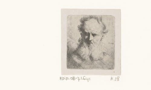 Kop van man met halflange baard by Jean Pierre Norblin de la Gourdaine