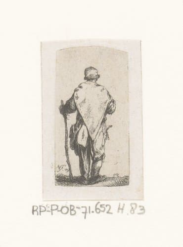 Man met driehoekige cape en wandelstok by Jean Pierre Norblin de la Gourdaine