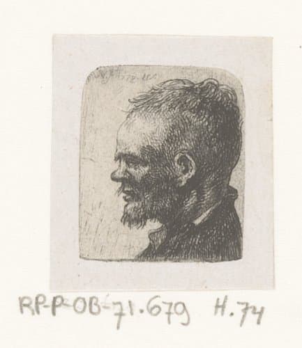 Kop van man met korte baard en snor by Jean Pierre Norblin de la Gourdaine