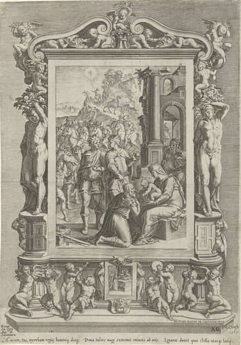 Aanbidding door de koningen by Cornelis Cort