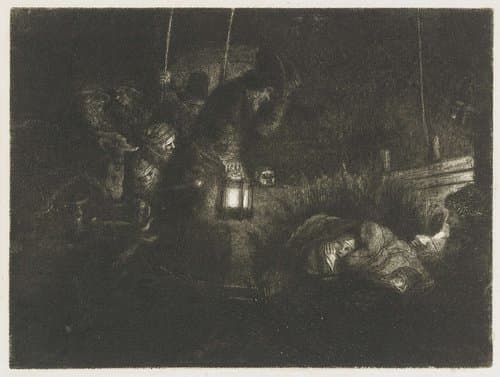 De aanbidding der herders: nachtstuk by Rembrandt van Rijn