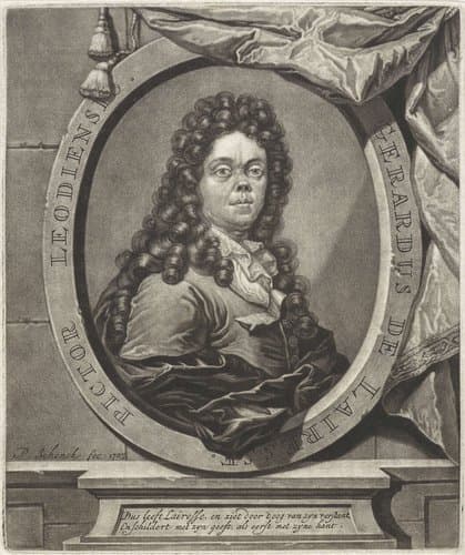 Portret van de prentmaker en schilder Gerard de Lairesse by Pieter Schenk (I)