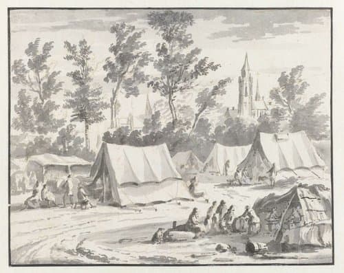 Kampement van het leger van Willem III bij Halle by Aert Schouman