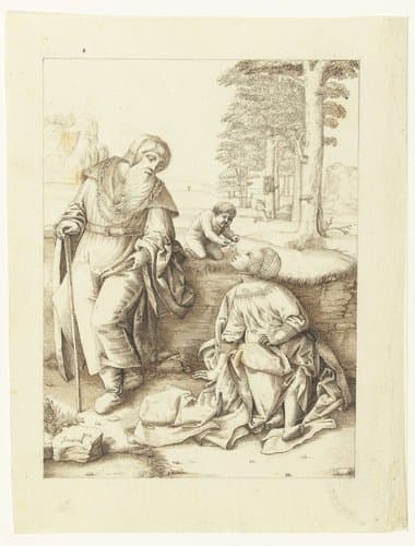 De heilige familie by Hendrick Hondius (I)
