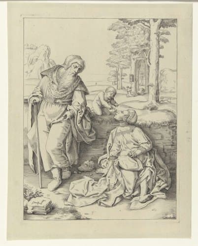 De heilige familie by Hendrick Hondius (I)