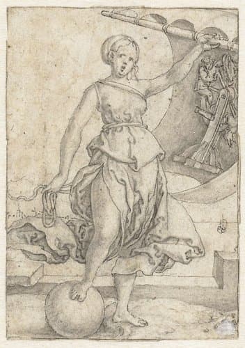 Ontwerptekeningen voor de prentenserie Diverse Allegorische Figuren by Heinrich Aldegrever