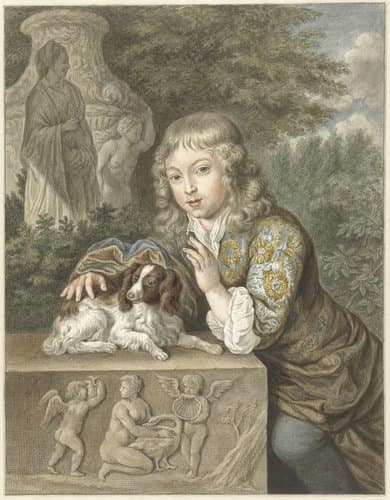 Jongen met hondje by Abraham Delfos