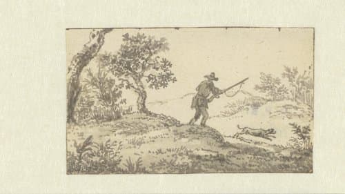 Landschap met een jager en zijn hond by Aarnout ter Himpel