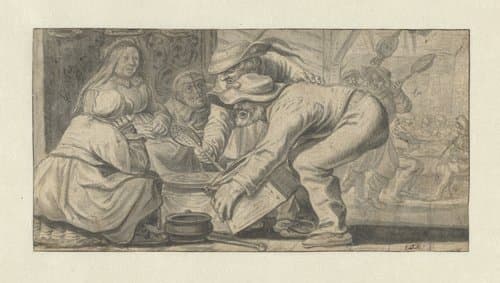 Scène uit een boerenbruiloft by Pieter Kouwenhorn