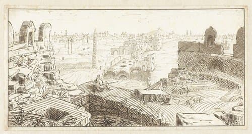 Landschap met ruïnes in Egypte by Johan Teyler