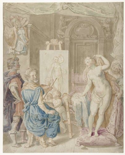 Apelles schildert Campaspe by Pieter Isaacsz.