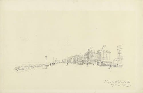 Boulevard en strand te Blankenberge by Maxime François Antoine Lalanne