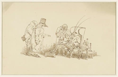 Zeven pentekeningen van dierfabels van Wilhelm Koller by Wilhelm Koller