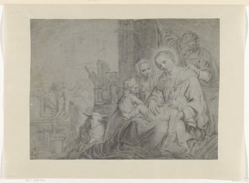 Heilige Familie met Johannes de Doper als kind by Pieter Fransz de Grebber