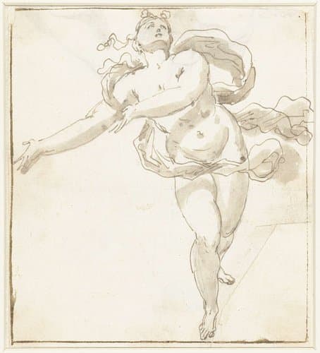 Allegorische vrouwenfiguur (Fortuna?) met wapperende sjerp by Valentin Lefèbvre