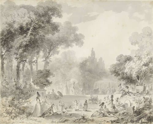 Een feestdag in het park by Jean Honoré Fragonard