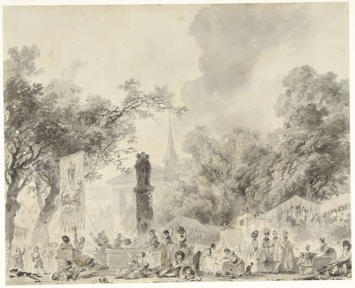 Een feestdag in de stad by Jean Honoré Fragonard
