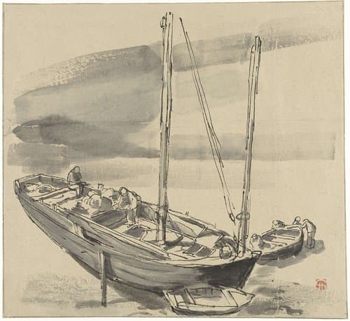 Boten bij Grancamp (Calvados) by Jules Chadel