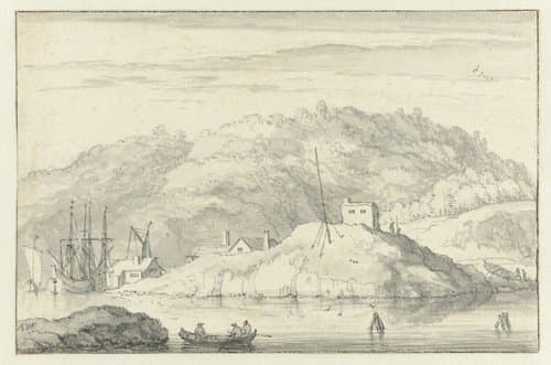 Gezicht op de haven van Risör in Noorwegen by Allaert van Everdingen