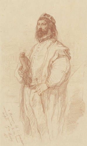 Staande man met beeldje by Gustave François Morin