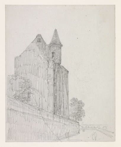 Overblijfsel van een Middeleeuws gebouw aan de Seine-kade by Georges Michel