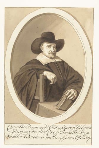 Portret van Cornelis Brouwer in ovaal by Cornelis Dusart