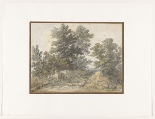 Landweg met geboomte en boerenkar by Thomas Gainsborough