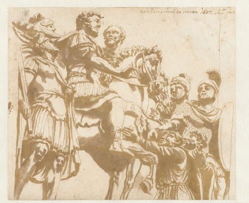 Reliëf met Marcus Aurelius en de overwonnen barbaren by Augustinus Terwesten (I)