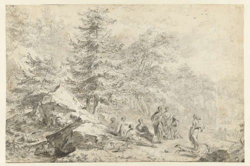 Diana en haar nimfen aan de oever van een meer by Nicolaes Pietersz Berchem