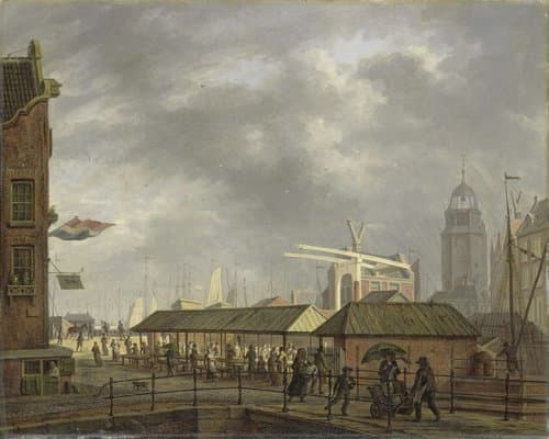 The small Fish Market on the Corner of the Brouwersgracht and Singel, Amsterdam
