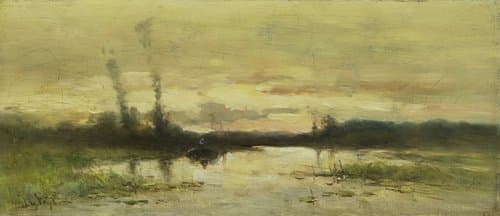 Landschap aan de vaart bij Hilversum by Johannes Gijsbert Vogel