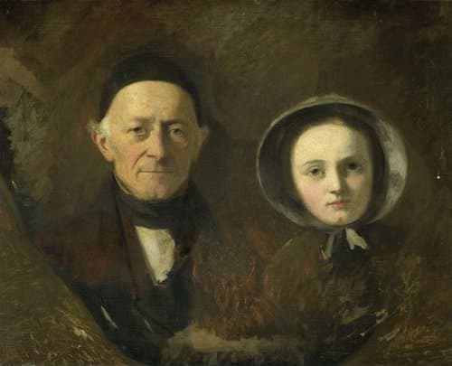 Johann Joseph Hermann (1782-1857). Schoonvader van de schilder, met zijn kleinkind Ida Schwartze, oudste dochter van de schilder by Johann Georg Schwartze