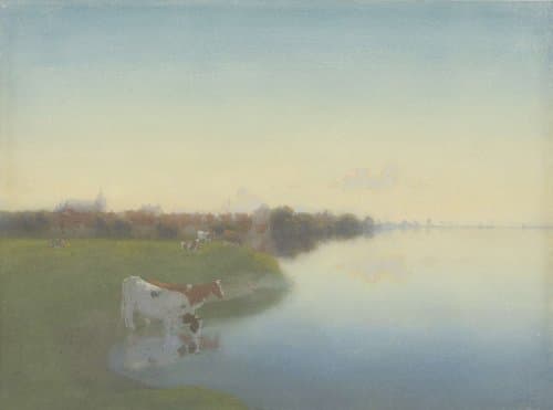 Oever van de IJssel bij Hattem by Jan Voerman (1857-1941)