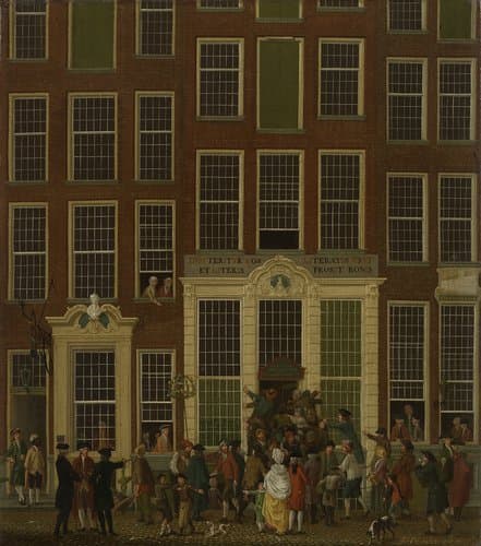 De boekhandel en het loterijkantoor van Jan de Groot in de Kalverstraat in Amsterdam