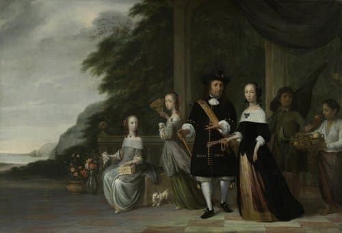 Pieter Cnoll en Cornelia van Nijenrode, hun twee dochters Catharina en Hester, de tot slaaf gemaakte Surapati en een tot slaaf gemaakte vrouw by Jacob Coeman