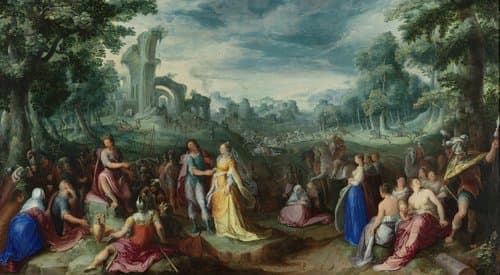 De grootmoedigheid van Scipio. Op de achterkant: Allegorie op de natuur