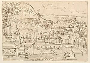 Antique Buildings on Hillside by Unknown