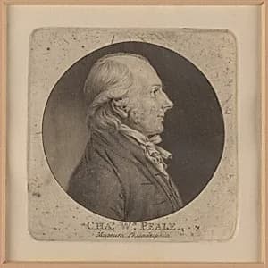 Charles Willson Peale by Charles Balthazar Julien Févret de Saint-Mémin, 12 Mar 1770 - 23 Jun 1852