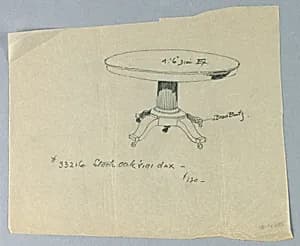 Design for Round Oak Dining Table by A.N. Davenport Co.