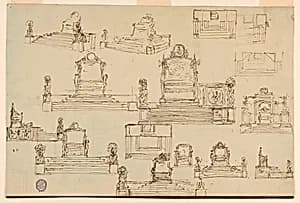 Fifteen Sketches for a Throne by Giuseppe Barberi, Italian, 1746–1809