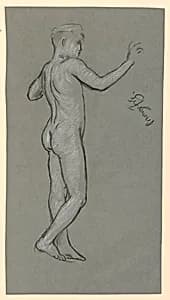 figure study for a fountain design by Elihu Vedder, American, 1836 – 1923