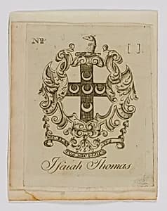 Isaiah Thomas Bookplate by Paul Revere