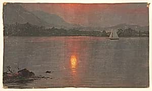 Maine Lake, Sunset by Frederic Edwin Church, American, 1826–1900
