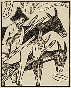 Man with Three Donkeys by Unidentified (Mexican)