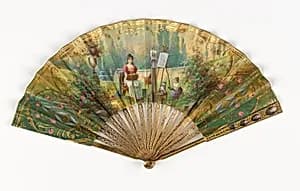 Pleated fan and case by Unknown